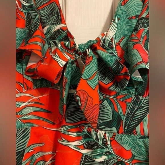 Womens BURU Tropical Print Flutter
Sleeve Tiered Dress Parisian Tie Size S/ M - Picture 2 of 7